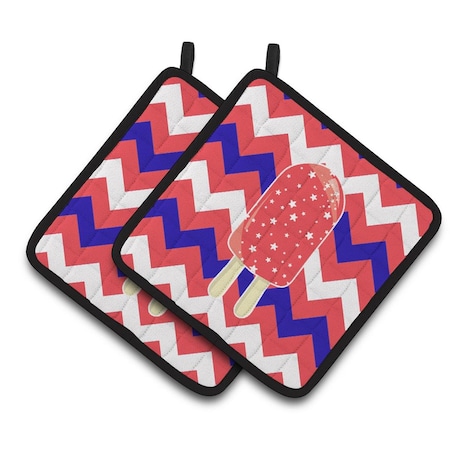 Carolines Treasures Ice Pop Popsicle Red White Blue Pair of Pot Holders BB7063PTHD